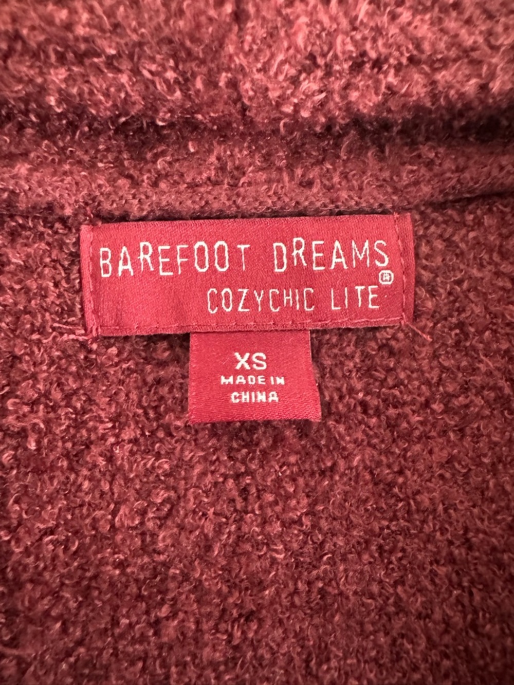 Barefoot Dreams CozyChic Lite Catalina Long Cardigan in Garnet Red size XS - Picture 6 of 8